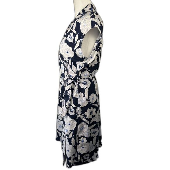 Tommy Hilfiger Blue & White Floral Wrap Dress Sz S/P 100%Cotton, 2-Pockets - Picture 8 of 13